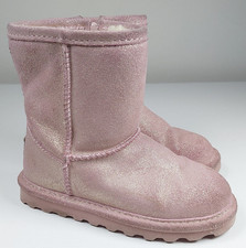 Toddler Girls BEARPAW Elle Exotic Metallic Pink / Beige Boots Sz US 9 2776TZ