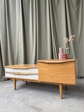 Vtg Mid Century Telephone Side Table Entranceway Hallway Bench Seat Danish R54