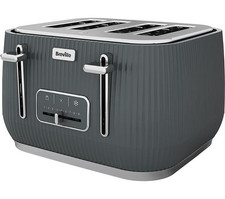 Image of BREVILLE Linear VTR032 4-Slice Toaster - Grey & Chrome - BOX DAMAGE