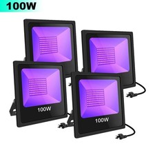 4Pack Halloween Black Flood Lights 100W LED UV Black Lights for Glow Party IP66