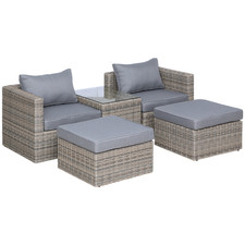 Image of 5 Pcs PE Rattan Armchair Outdoor Garden Seating Comfort Balcony Home