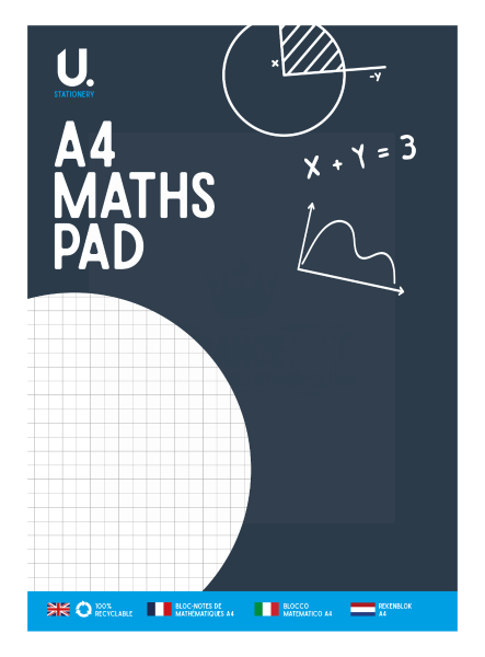 A4 Maths Pad Squared Graph Paper 70 Pages Exercise Book Assorted Designs - Image 4
