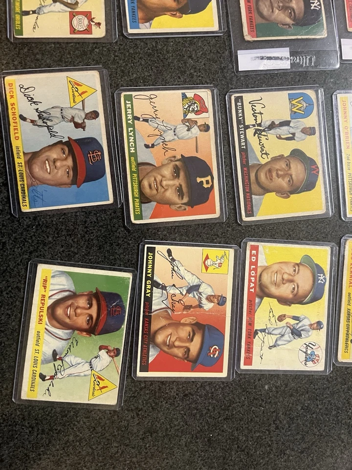 Juego parcial de 20 tarjetas diferentes de béisbol 1955 Topps con estrellas Mathews Yankees Foto 3 de 4