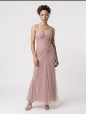 Vera Wang evening dress 4 long blush mesh net strappy ruched mermaid skirt NEW