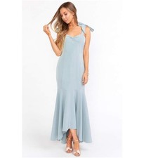 Show Me Your MuMu Barcelona Ruffle Gown in Silver Sage Size S
