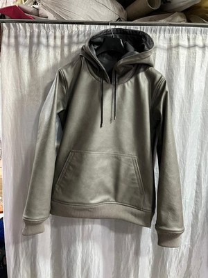 Neue graue Bomber-Lederjacke mit Kapuze für Herren | Hoodie aus echtem Rindsl...