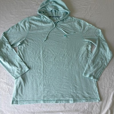 Tommy Bahama Mens Sky Blue Embroidered Whale Logo Lightweight Hoodie Size M