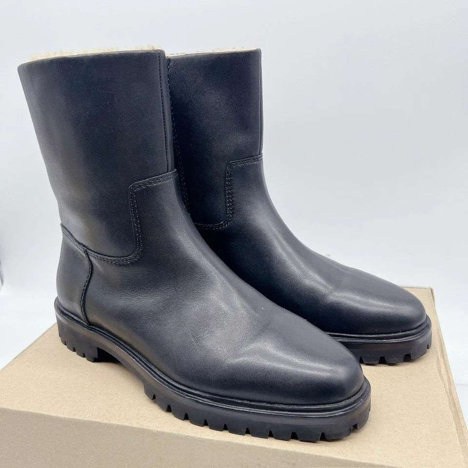 Botín Loeffler Randall Damian de piel de oveja genuina cuero negro/crema EE. UU. 8,5 NUEVO Foto 4 de 4