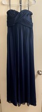 Bill Levkoff Navy Blue Chiffon Strapless Gown Dress Size 10