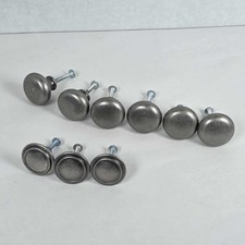 Lot Of 9 Round, B rushed Nickel Cabinet or Drawer Knobs, 2 Different Kinds