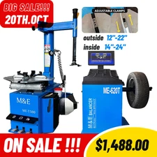 ME-T500 2.0HP Tire Changer Machine with 24”Turn Table and ME-B620 Wheel Balancer