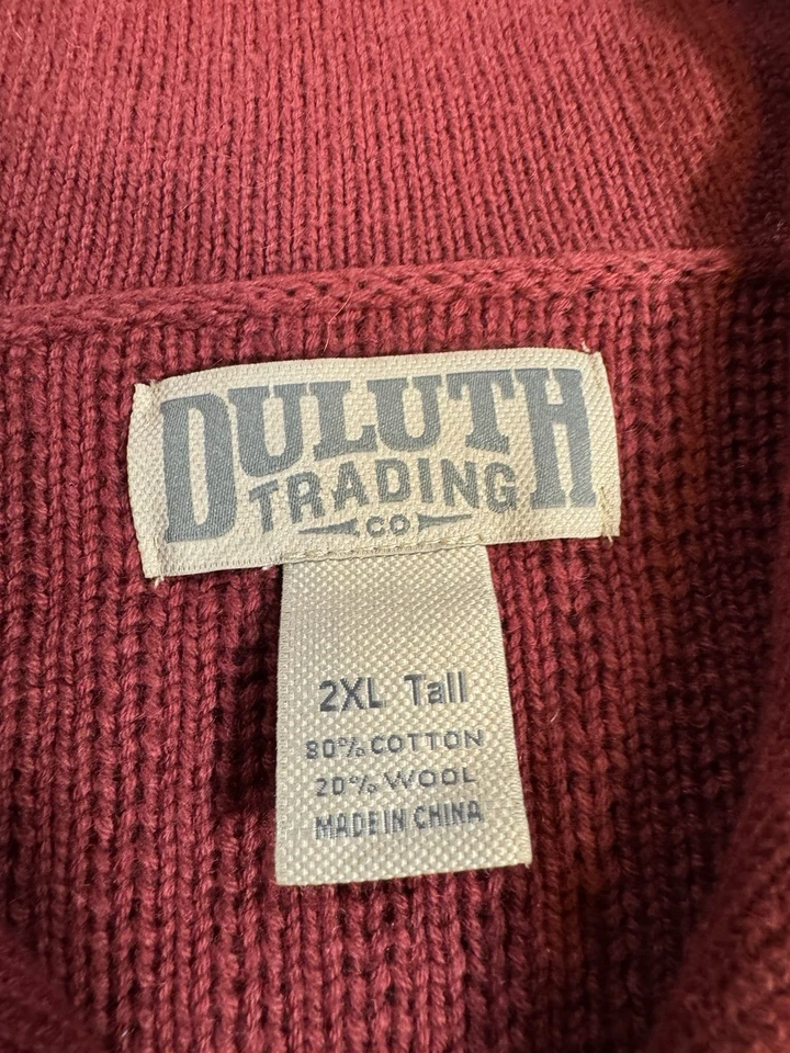 Suéter Duluth Trading Para Hombre Pullover 2XL Alto Naranja Oscuro Óxido Lana Algodón Foto 2 de 4