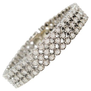 5.34 CTW Round Diamond Three-Row Tennis Bracelet 14Kt White Gold 37.9 g