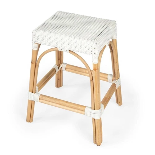 Butler Specialty Company Robias Rattan 24.5" Counter Stool - Glossy White - Picture 2 of 7