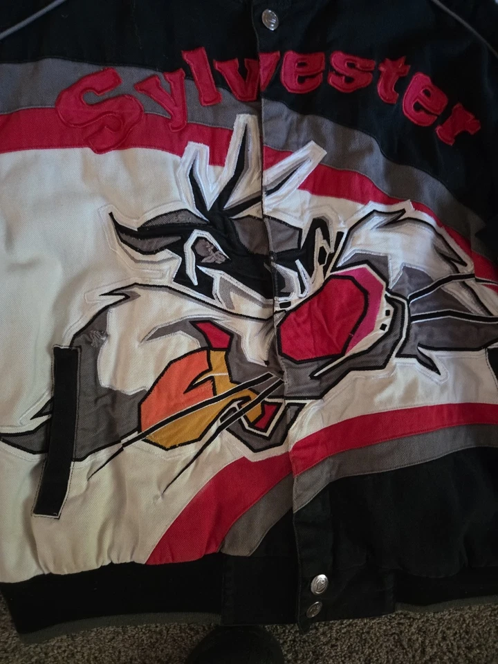 Винтажный лот 29 1990-х винтажный Sylvester & Tweety гоночная куртка XXL РЕДКАЯ - Изображение 2 из 4
