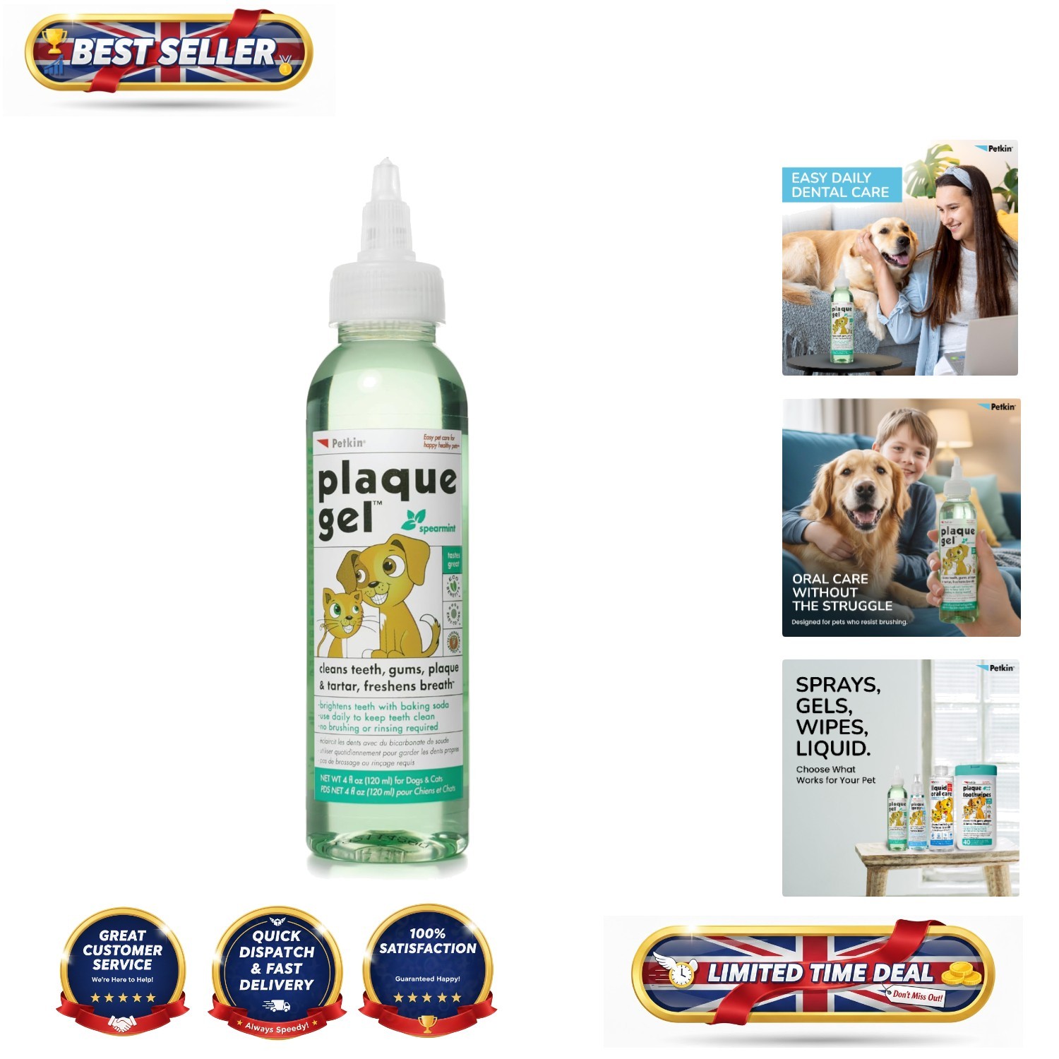 Veterinarian Approved Dog Dental Gel - Mint Flavor, Fights Plaque & Bad Breath