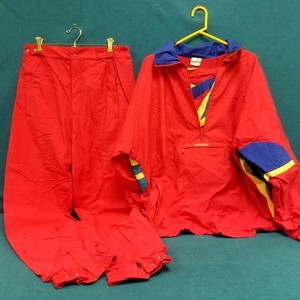 VTG MASER Red Windbreaker Pullover & Pants Track Suit Set Size Large
