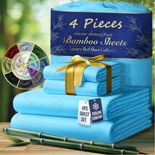 ROCYJULIN 4Pcs Bamboo Bed Sheet Set Hotel Bedding Set-for Hot Sleeper Sheets Set