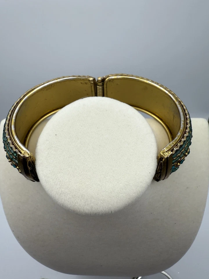 metal bracelet gold color green beads 6,5mm - Image 4 of 4