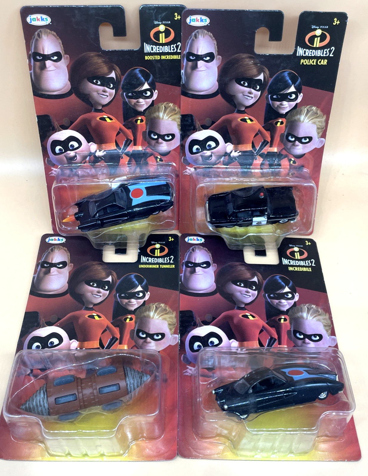 Jakks Pacific Incredibles 2 Diecast Car Set x4 Police Underminer Sealed