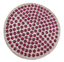 Zeckos Fuchsia Rhinestone Covered Round Chrome Belt Buckle