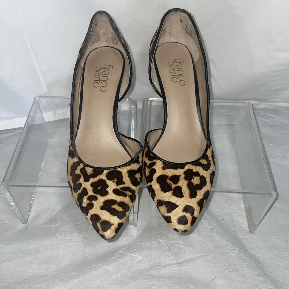 Zapatos de salón Franco Sarto Felice2 cuero pelo de becerro cuña talla 7 leopardo ligeramente usados Foto 3 de 4