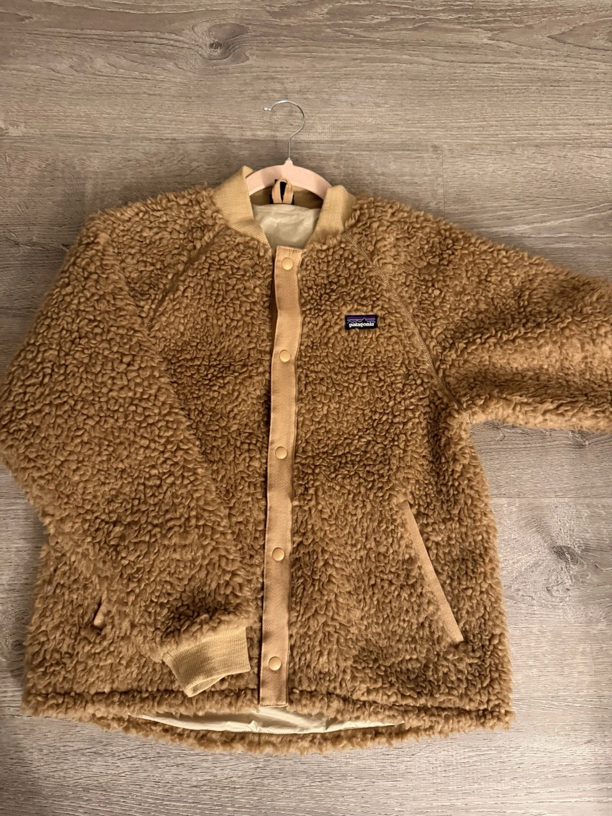 Patagonia Kids XL 14 Brown Fleece Snap Jacket Unisex Polyester Lined Insulated