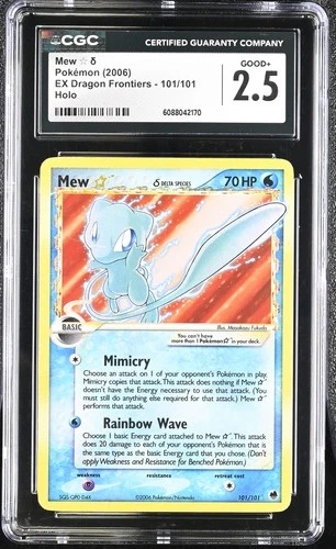 CGC 2.5 Mew Gold Star 2006 EX Dragon Frontiers 101/101 Holo Pokemon Card