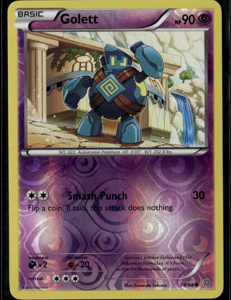 Golett Common XY Ancient Origins 34/98 Psychic Reverse Holo Pokemon Card