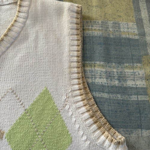 Children's Place White & Green V-Neck Sleeveless Sweater Pullover Men's Kids 14 - Picture 6 of 14