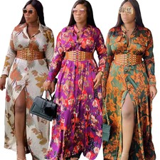 African Dashiki Floral Print Abaya Women Maxi Dress Dress Long Robe Kaftan Arab