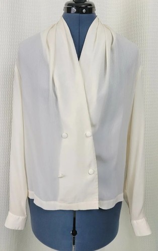 Vintage Chaus cremefarbene zweireihige Bluse Größe 12 - Bild 2 von 10