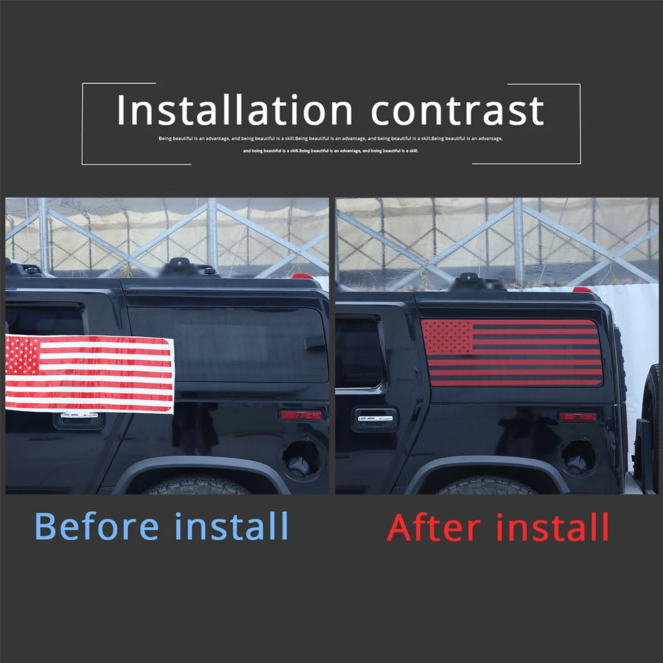 Vinilos calcomanías gráficas de vidrio con bandera roja de EE. UU. para Hummer H2 2003-09 Foto 3 de 4