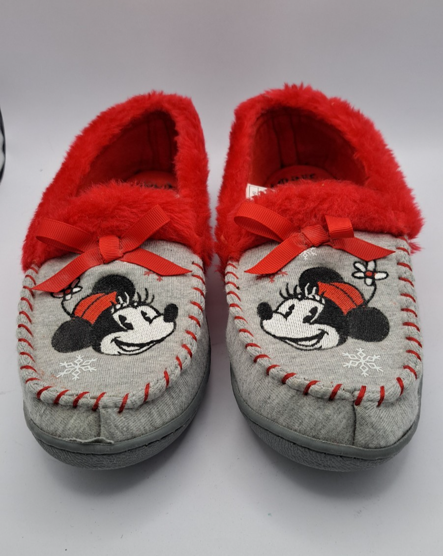 SAOLA Disney Pantofole Donna Minnie Mo Suola Rigida Grigio con Neve Taglia 7 8