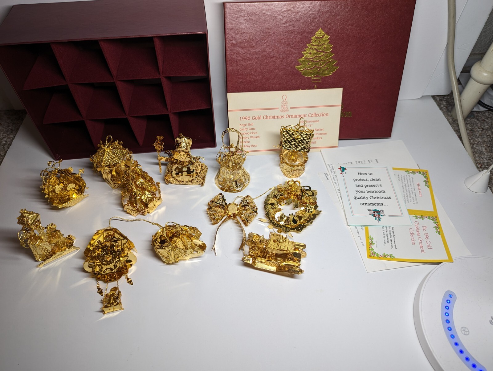 1996 Danbury Mint 12pc Gold Christmas Ornament Collection Original Box & Papers eBay