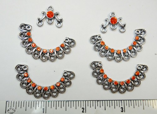 Earring - Pendant - Necklace Findings / Embellished Jewelry Connectors 6 pcs - Picture 2 of 6