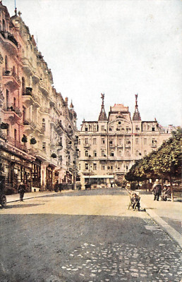 Postcard Mariánské Lázně upper Kaiserschtrasse with Grand Hotel Ott. Postcard Pre 1945