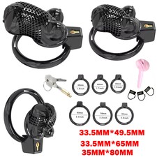 Black For Men Cobra Chastity Cage Device Breathable Resin Invisible 6 Lock Rings
