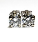 GIA certified 14k white gold 1.41ct VS2 F round diamond 4 Prong stud earrings — photo 3