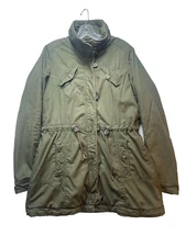 Vtg Abercrombie & Fitch Military Green Utility Sherpa Parka Jacket M Y2K Grunge