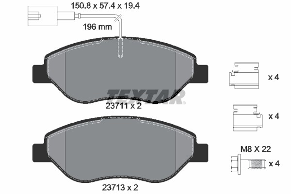 Textar 2371104 Bremsbelagsatz, Scheibenbremse FüR Alfa Romeo,Chrysler,Fiat ,-image