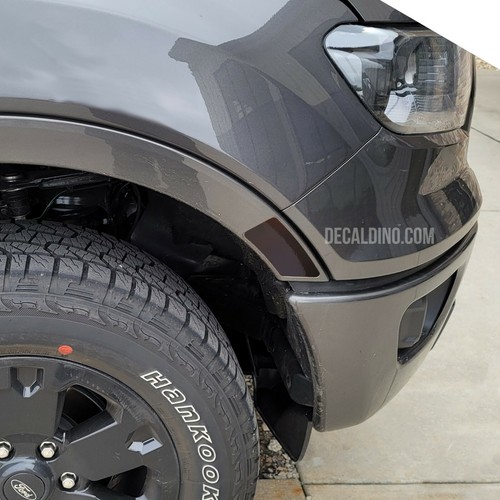 Fits 2019+ Ford Ranger Front Side Reflector Dark Tint Overlay - Smoke Front - Afbeelding 1 van 2
