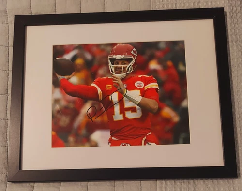 Patrick Mahomes KC Superbowl Champion Signed 8x10 Photo In 11x14 Frame With COA
