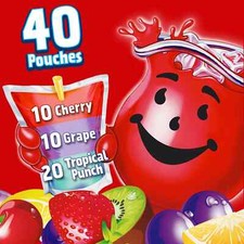 KOOL AID JAMMERS VARIETY PACK GREAT FOR LUNCHBOXES, CHERRY 40 POUCHES PER BOX 