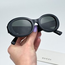 Gucci Women Sunglasses Black Grey Oval GG1587S 001 BRAND NEW AUTHENTIC