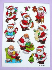 VINTAGE CHRISTMAS 9 STICKERS 1 SHEET SANTA POSES