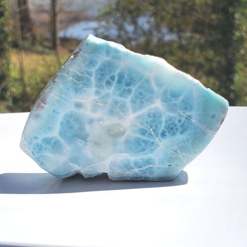 102 g 510 ct pectolite Larimar bleu dominicain dalle rugueuse pierre pierre précieuse - Photo 1/15