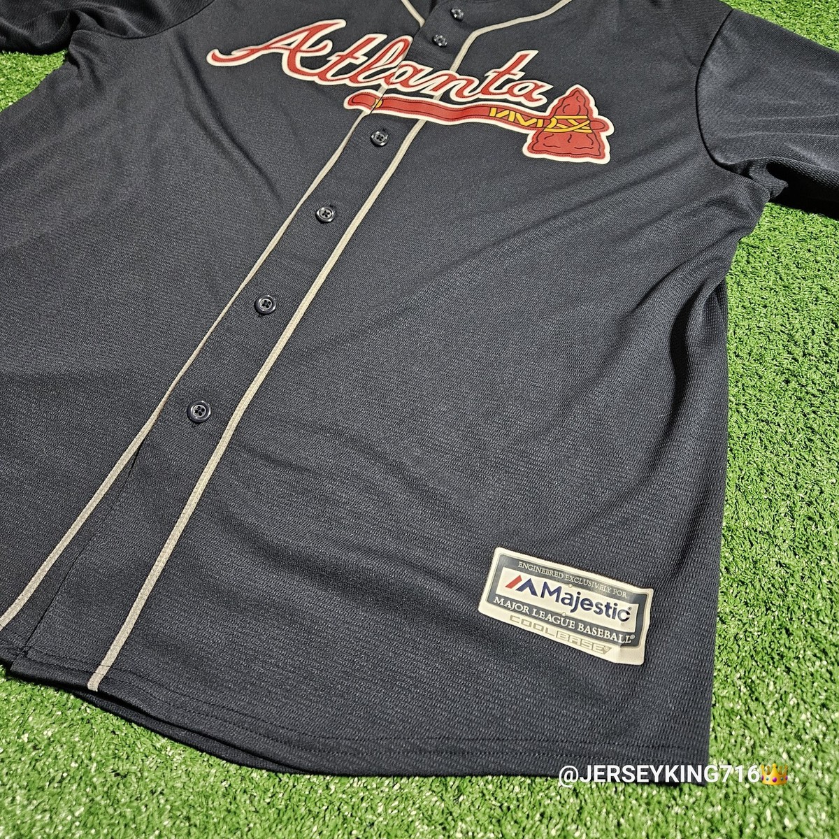 Majestic ATLANTA BRAVES Alternate Navy Jersey Men's XL | eBay