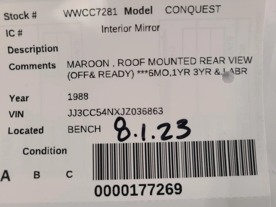 Б/у внутреннее зеркало заднего вида подходит: 1988 Chrysler Conquest класса B - Изображение 3 из 4