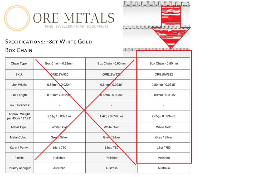 Браслет-цепочка из чистого белого золота 18 карат - 7 дюймов (18 см 2,65 г) - Изображение 3 из 3